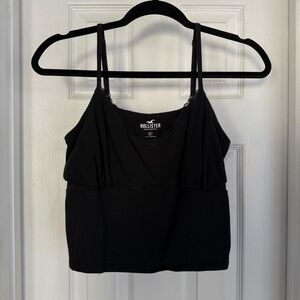Hollister Black Slim-Strap Cropped Tank
